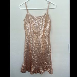 Sophie & Trey Rose Gold Sparkly Mini Dress - Medium